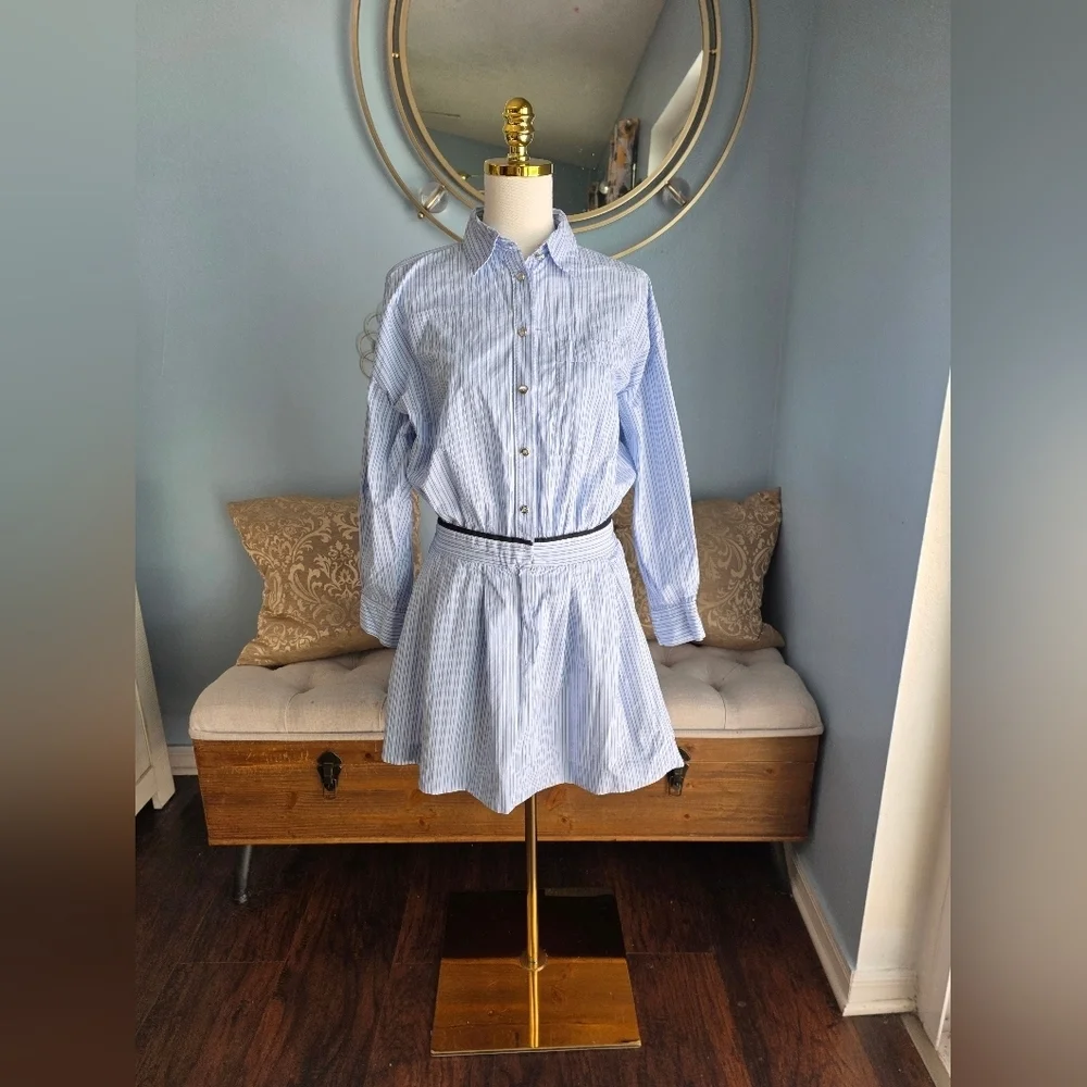 Maje Striped Shirt Mini Dress - Picture 1 of 8